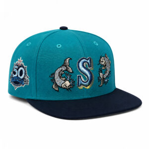 Mariners Aqua Blue Fish Embroidered 2026 Hat (3)