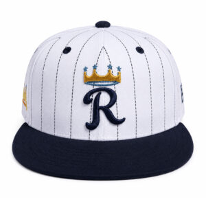 2026 Giveaway White Pinstripe Crown R Baseball Royals Hat (2)