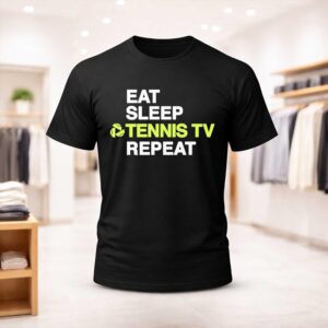 Jon Favreau Eat Sleep Tennis TV Repeat Shirt