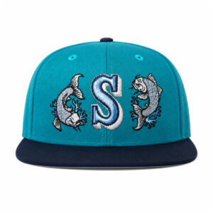 Mariners Aqua Blue Fish Embroidered 2026 Hat (4)