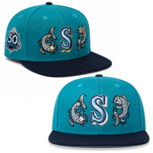 Mariners Aqua Blue Fish Embroidered 2026 Hat