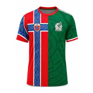 Erling Haaland Norway Mexico 2026 World Cup Soccer Split Jersey 1 Erling Haaland Norway Mexico 2026 World Cup Soccer Split Jersey (2)