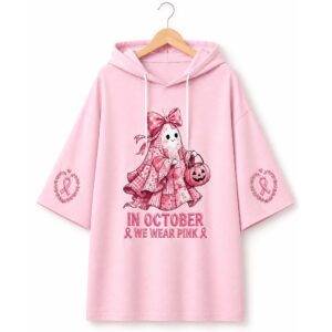In October We Wear Pink Halloween Short Sleeve Hoodie (3)