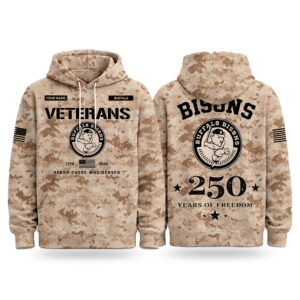 2026 Bisons Veterans Day 250 Years Of Freedom Hoodie