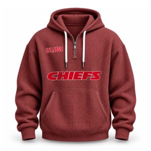 Chiefs EST 1959 Printed Quarter Zip Waffle Hoodie (4)