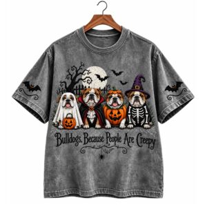 2026 Halloween Bulldogs Because People Are Creepy Shirt (2)
