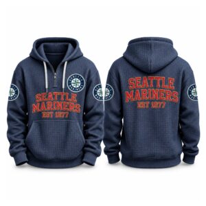 Mariners EST 1977 Printed Quarter Zip Waffle Hoodie (1)