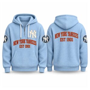 Yankees EST 1901 Printed Quarter Zip Waffle Hoodie (2)