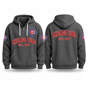 Cubs EST 1876 Printed Quarter Zip Waffle Hoodie