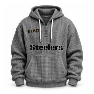Steelers EST 1933 Printed Quarter Zip Waffle Hoodie (1)