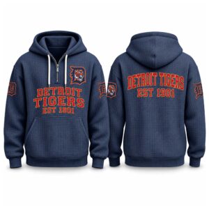 Tigers EST 1901 Printed Quarter Zip Waffle Hoodie