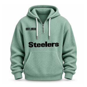 Steelers EST 1933 Printed Quarter Zip Waffle Hoodie (5)