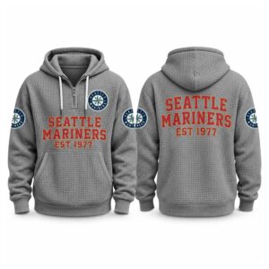 Mariners EST 1977 Printed Quarter Zip Waffle Hoodie (2)