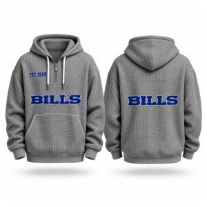 Bills EST 1959 Printed Quarter Zip Waffle Hoodie