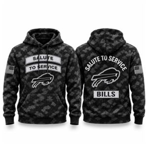2026 Bills Salute To Service Black Camo Waffle Hoodie