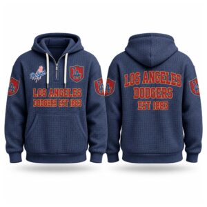 Dodgers EST 1883 Printed Quarter Zip Waffle Hoodie (2)