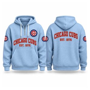 Cubs EST 1876 Printed Quarter Zip Waffle Hoodie (1)