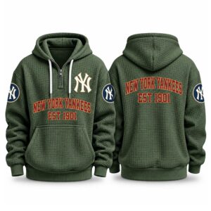 Yankees EST 1901 Printed Quarter Zip Waffle Hoodie (5)