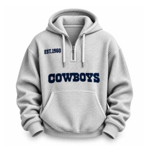 Cowboys EST 1960 Printed Quarter Zip Waffle Hoodie
