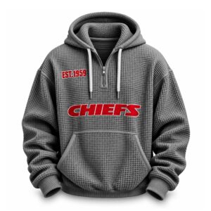 Chiefs EST 1959 Printed Quarter Zip Waffle Hoodie (5)