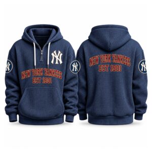 Yankees EST 1901 Printed Quarter Zip Waffle Hoodie (4)