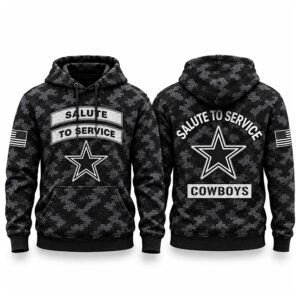 2026 Cowboys Salute to Service Black Camo Waffle Hoodie