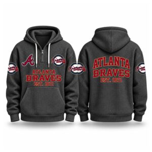 Braves EST 1871 Printed Quarter Zip Waffle Hoodie (4)