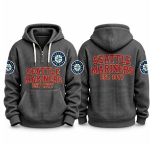 Mariners EST 1977 Printed Quarter Zip Waffle Hoodie (3)