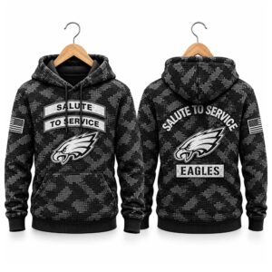2026 Eagles Salute To Service Black Camo Waffle Hoodie