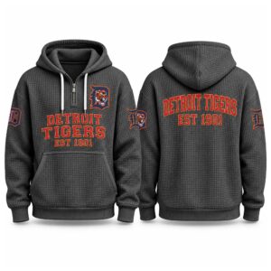 Tigers EST 1901 Printed Quarter Zip Waffle Hoodie (4)