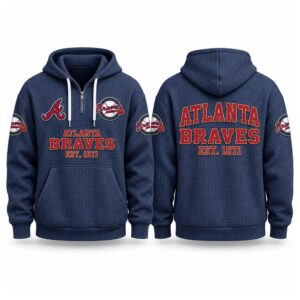 Braves EST 1871 Printed Quarter Zip Waffle Hoodie (2)
