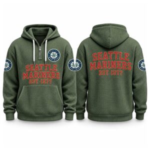Mariners EST 1977 Printed Quarter Zip Waffle Hoodie (4)