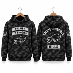 2026 Bills Salute to Service Black Camo Waffle Hoodie 2