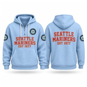 Mariners EST 1977 Printed Quarter Zip Waffle Hoodie