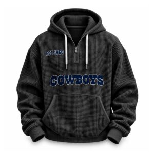 Cowboys EST 1960 Printed Quarter Zip Waffle Hoodie (2)