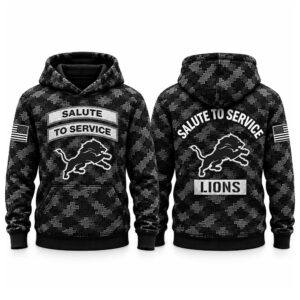 2026 Lions Salute to Service Black Camo Waffle Hoodie 2
