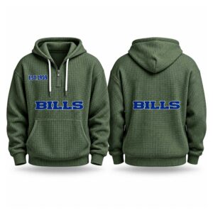 Bills EST 1959 Printed Quarter Zip Waffle Hoodie (5)