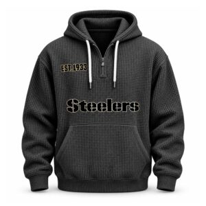 Steelers EST 1933 Printed Quarter Zip Waffle Hoodie (3)