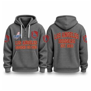 Dodgers EST 1883 Printed Quarter Zip Waffle Hoodie (5)