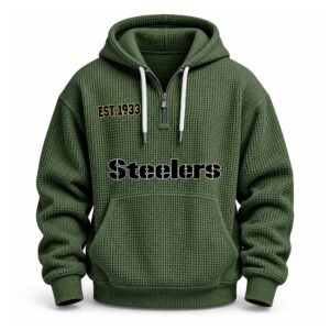 Steelers EST 1933 Printed Quarter Zip Waffle Hoodie