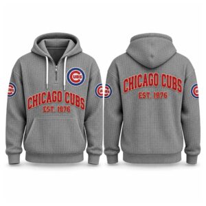 Cubs EST 1876 Printed Quarter Zip Waffle Hoodie (4)