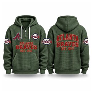Braves EST 1871 Printed Quarter Zip Waffle Hoodie