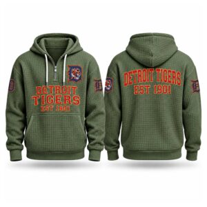 Tigers EST 1901 Printed Quarter Zip Waffle Hoodie (5)