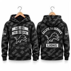 2026 Lions Salute to Service Black Camo Waffle Hoodie 1
