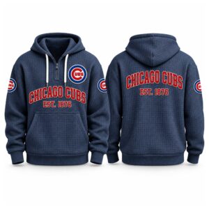 Cubs EST 1876 Printed Quarter Zip Waffle Hoodie (2)