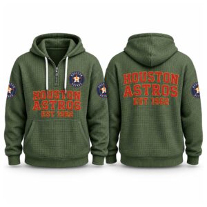 Astros EST 1962 Printed Quarter Zip Waffle Hoodie (4)