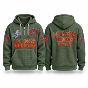 Dodgers EST 1883 Printed Quarter Zip Waffle Hoodie (4)