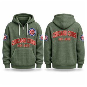 Cubs EST 1876 Printed Quarter Zip Waffle Hoodie (5)