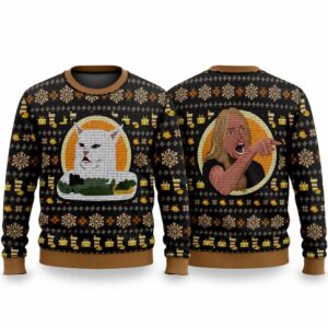 2026 Christmas Cat On Table Meme Ugly Sweater