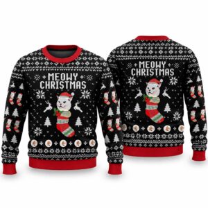 2026 Meowy Christmas Woman Yelling At A Cat Meme Ugly Sweater